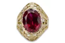 Anillo Ruby Oro amarillo de 8 quilates Vintage vrc031x-rb Art Deco Estilo URSS soviético ruso